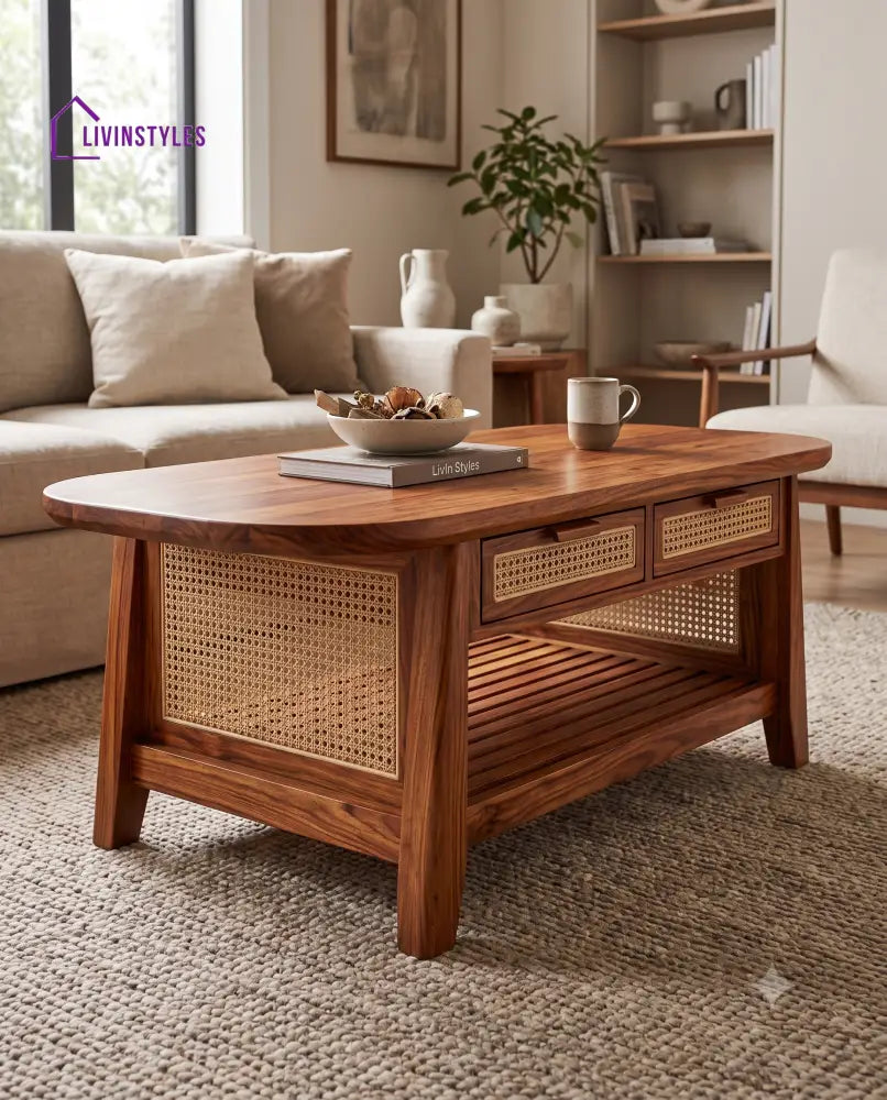 Françoise Wooden Coffee Table for Living Room | Tea Table | Teapoy | Center table