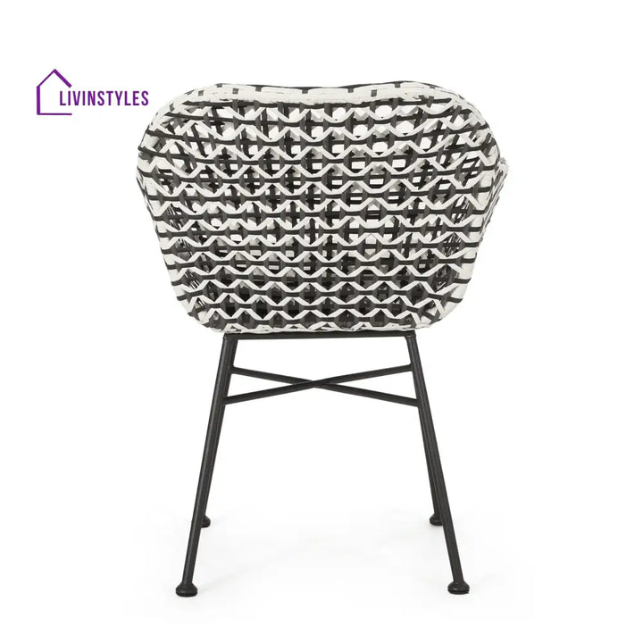 Freddie Outdoor Patio Seating Set 2 Chairs and 1 Table Set (White + Black) - Coffee Table Sets