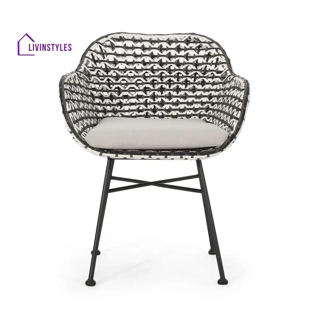 Freddie Outdoor Patio Seating Set 2 Chairs and 1 Table Set (White + Black) - Coffee Table Sets