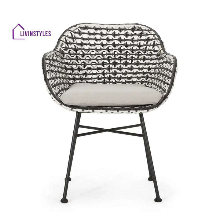 Freddie Outdoor Patio Seating Set 2 Chairs and 1 Table Set (White + Black) - Coffee Table Sets
