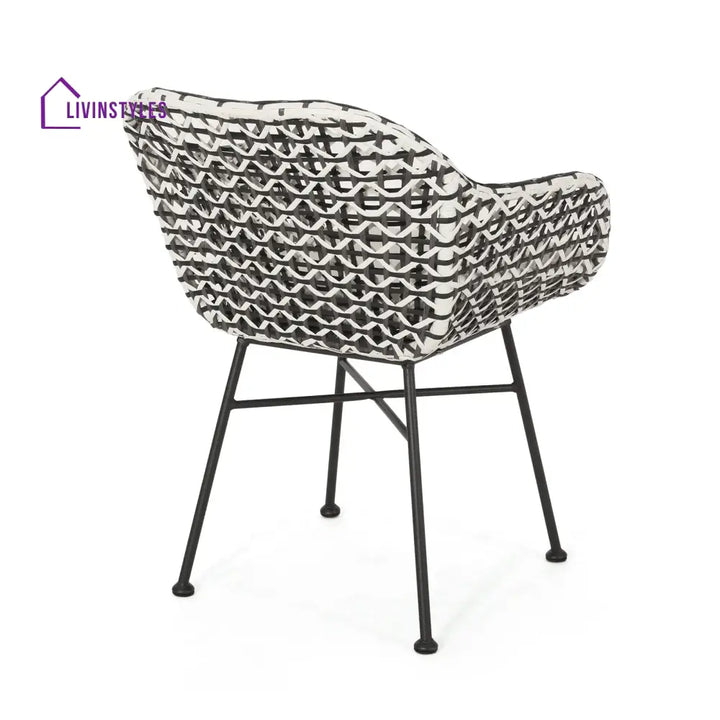 Freddie Outdoor Patio Seating Set 2 Chairs and 1 Table Set (White + Black) - Coffee Table Sets