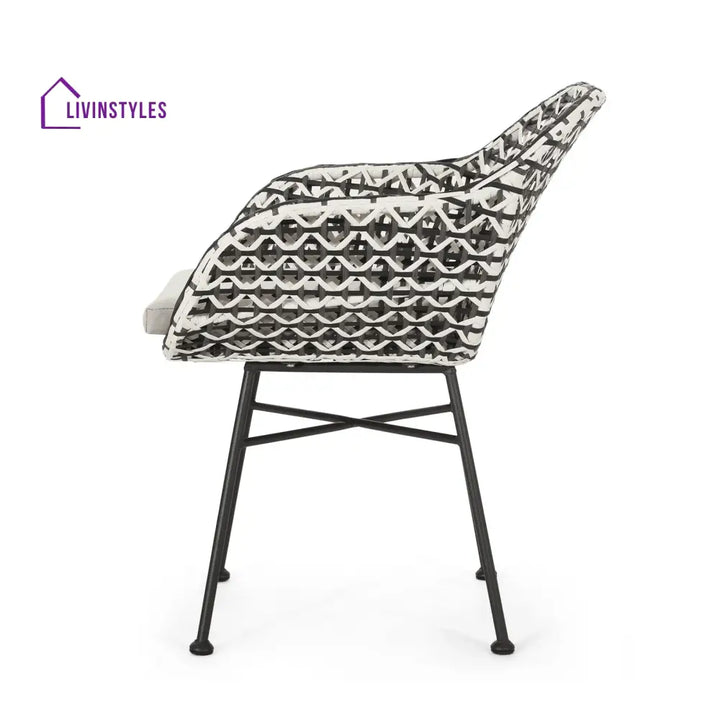 Freddie Outdoor Patio Seating Set 2 Chairs and 1 Table Set (White + Black) - Coffee Table Sets