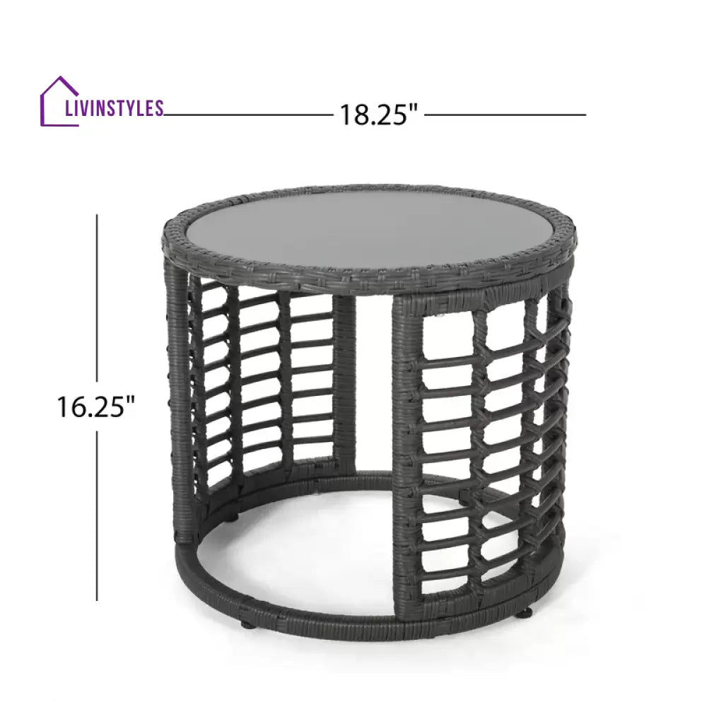 Freddie Outdoor Patio Seating Set 2 Chairs and 1 Table Set (White + Black) - Coffee Table Sets