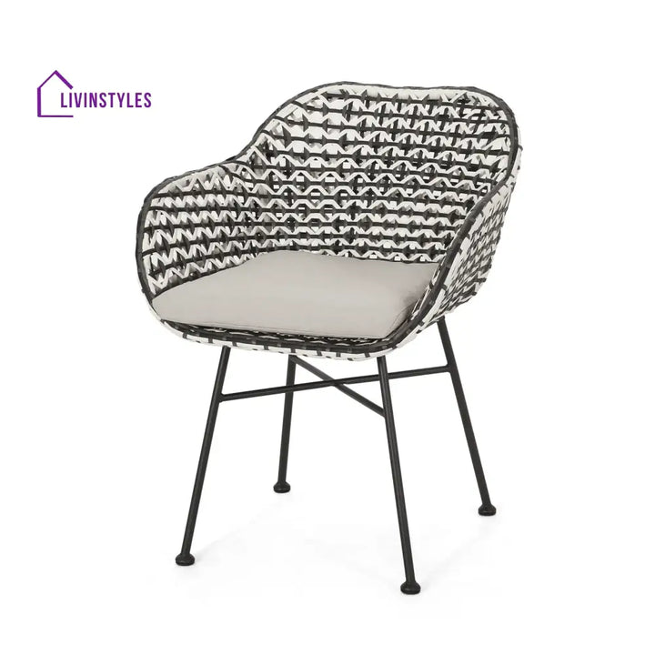 Freddie Outdoor Patio Seating Set 2 Chairs and 1 Table Set (White + Black) - Coffee Table Sets