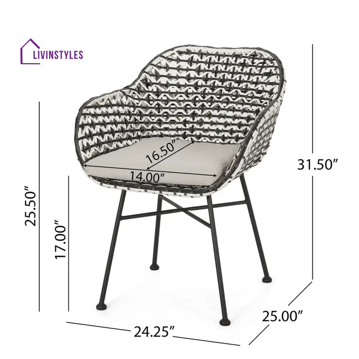 Freddie Outdoor Patio Seating Set 2 Chairs and 1 Table Set (White + Black) - Coffee Table Sets