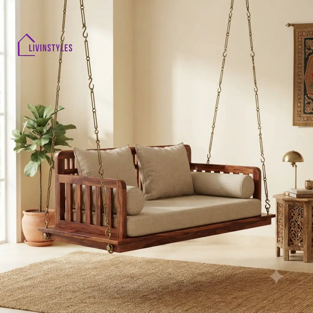 Frédéric 2 Seater Wooden Swing for Home | Wooden Jhula for home