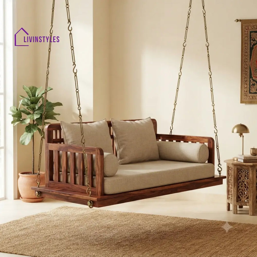 Frédéric 2 Seater Wooden Swing for Home | Wooden Jhula for home