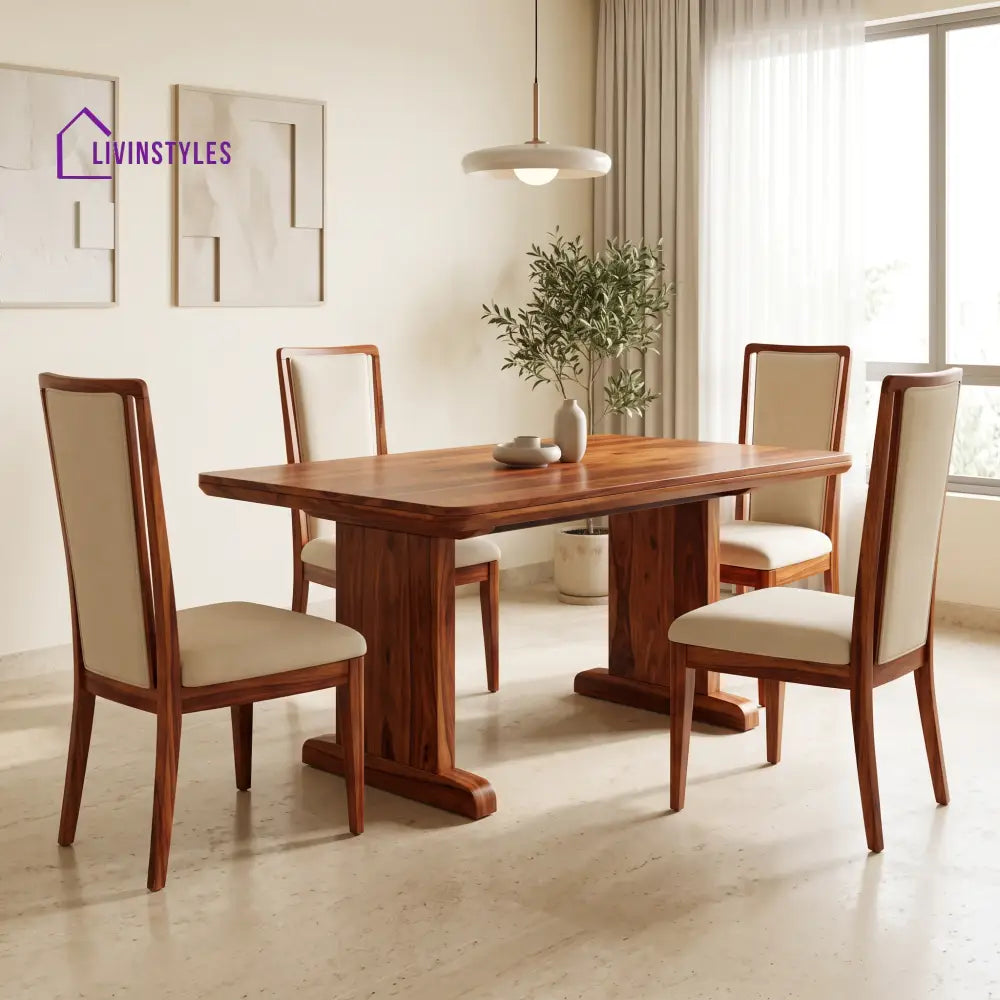 Frederick Premium Solid Wood 4 Seater Dining Table Set