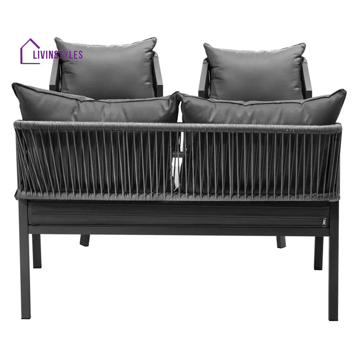 Freig Outdoor Sofa Set 2 Seater 2 Single seater and 1 Center Table (Dark Grey) Braided & Rope - Sofa Sets