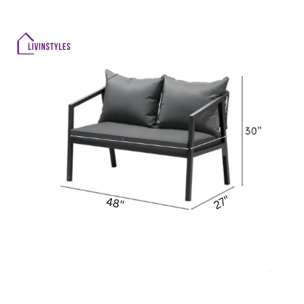 Freig Outdoor Sofa Set 2 Seater 2 Single seater and 1 Center Table (Dark Grey) Braided & Rope - Sofa Sets