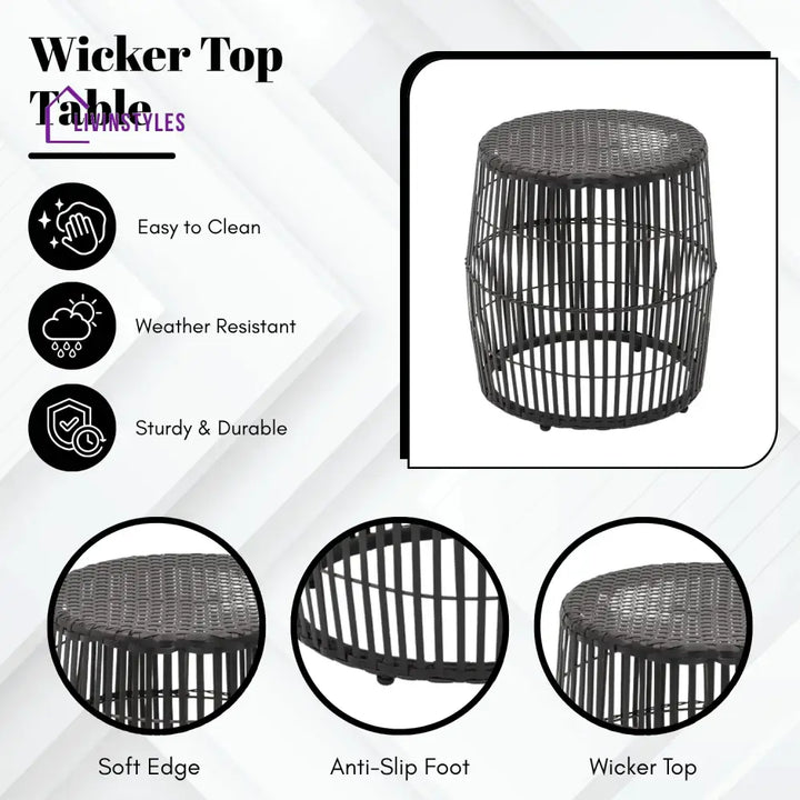 Freya 3-Piece Outdoor Rattan Wicker Patio Set - Patio Set