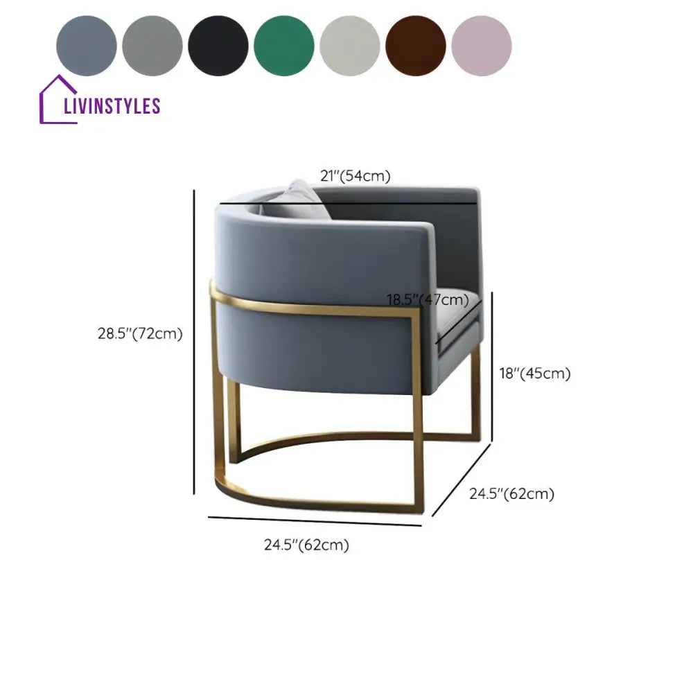 Freya Metal Dining Chair | Velvet Fabric | High Density Foam
