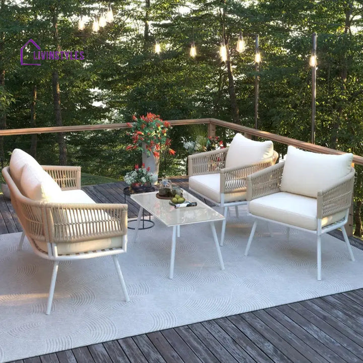 Frias Outdoor Sofa Set 2 Seater 2 Single seater and 1 Center Table Braided & Rope - Sofa Sets
