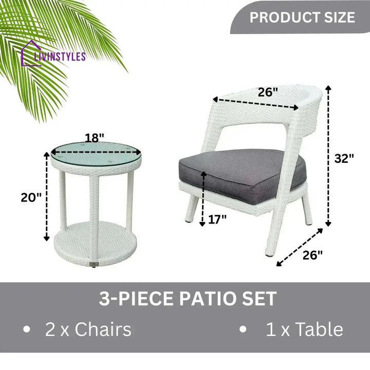 Frieda Outdoor Rattan Wicker 3-Piece Patio Set - Patio Set