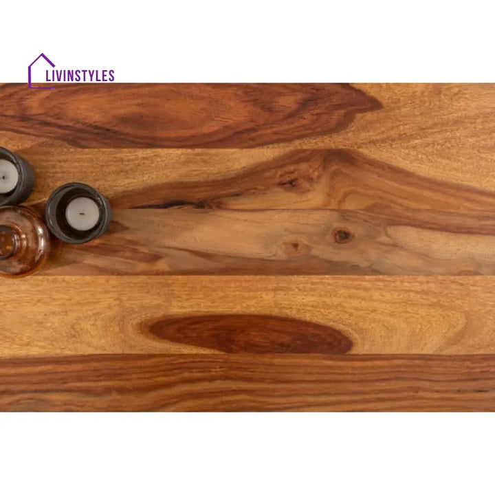 Frocky Coffee Table | Sheesham Wood Coffee Table with Metal Base (Plain Leg Sheesham Wood)