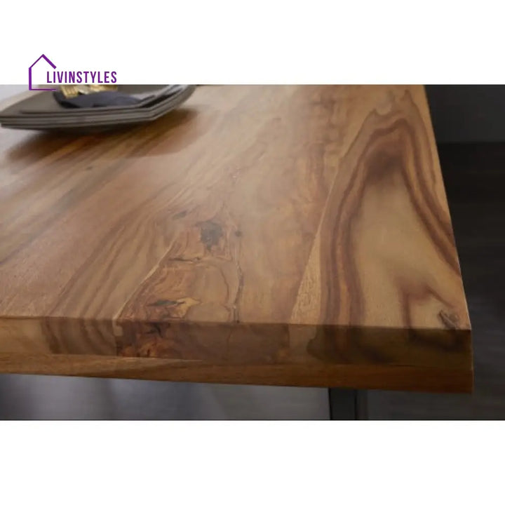 Frocky Coffee Table | Sheesham Wood Coffee Table with Metal Base (Plain Leg Sheesham Wood)
