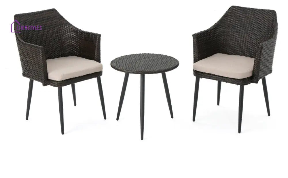 Froe Outdoor Patio Seating Set 2 Chairs and 1 Table Set (Brown) - Coffee Table Sets
