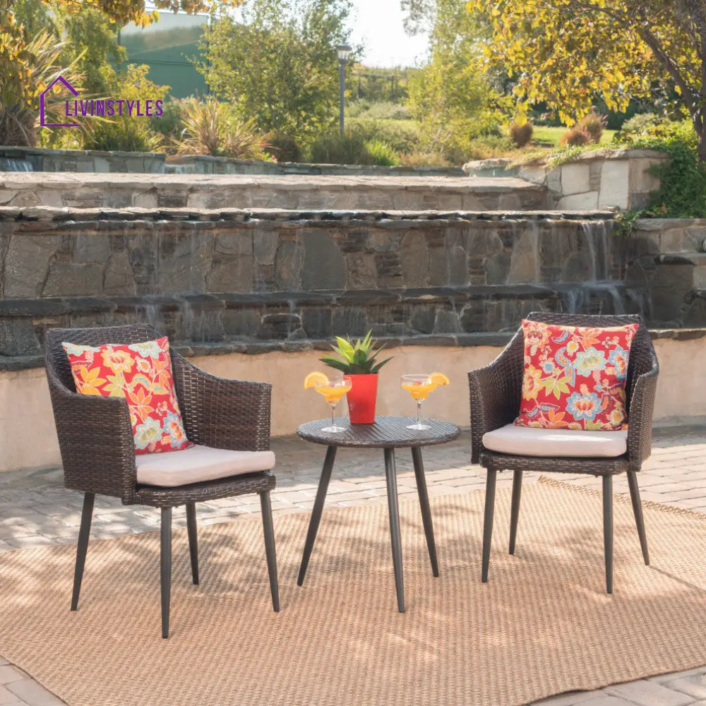Froe Outdoor Patio Seating Set 2 Chairs and 1 Table Set (Brown) - Coffee Table Sets