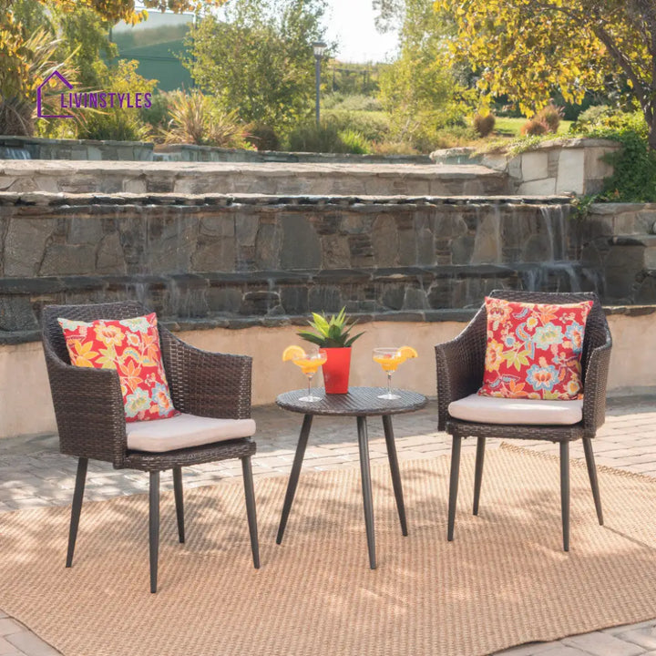 Froe Outdoor Patio Seating Set 2 Chairs and 1 Table Set (Brown) - Coffee Table Sets