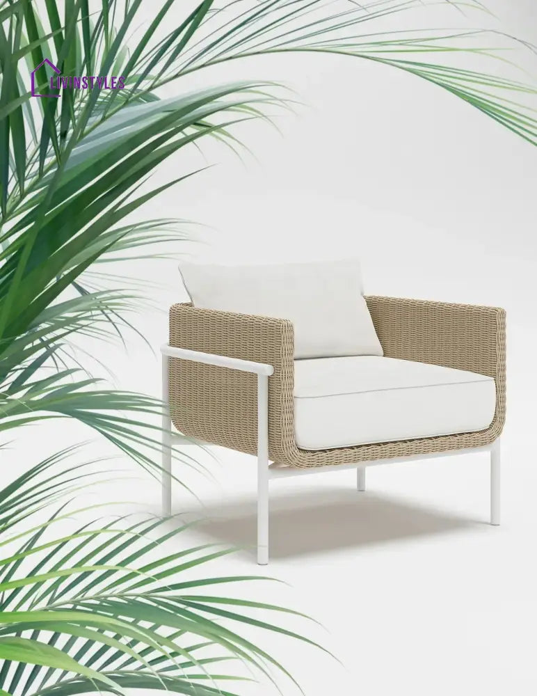 Frolov Outdoor Garden Balcony Sofa Set 2 Seater 2 Single seater and 1 Center Table With 1 Side Table Set (Tan) - Sofa