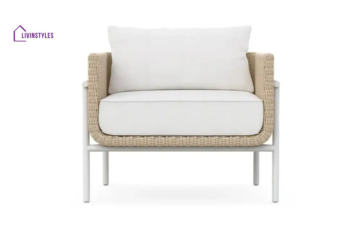 Frolov Outdoor Garden Balcony Sofa Set 2 Seater 2 Single seater and 1 Center Table With 1 Side Table Set (Tan) - Sofa
