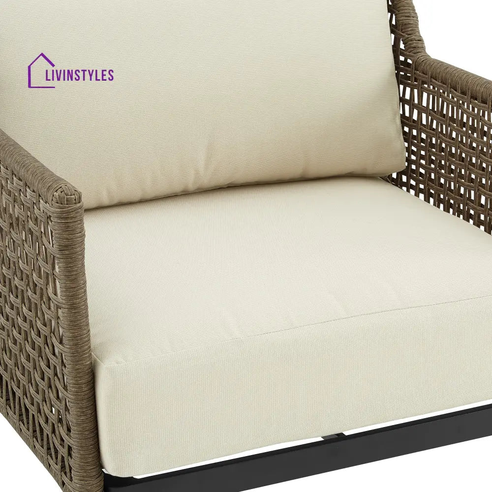 Fuente Outdoor Sofa Set 2 Seater 2 Single seater and 1 Center Table (Cream+ Brown) - Sofa Sets