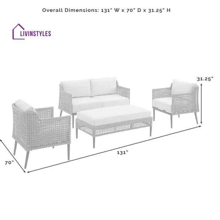 Fuente Outdoor Sofa Set 2 Seater 2 Single seater and 1 Center Table (Cream+ Brown) - Sofa Sets