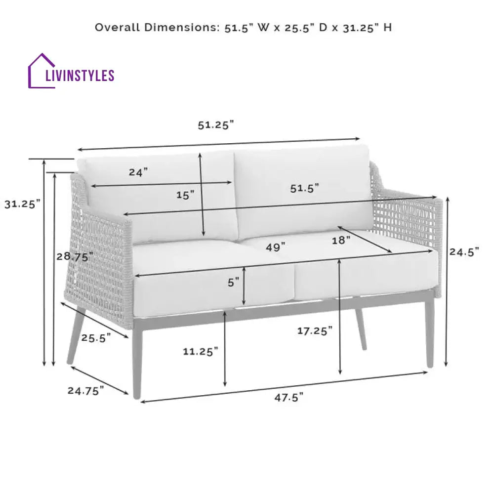 Fuente Outdoor Sofa Set 2 Seater 2 Single seater and 1 Center Table (Cream+ Brown) - Sofa Sets