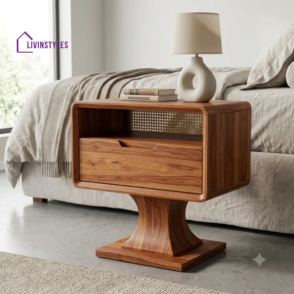 Funke Premium Wooden Bedside Table | Side Table for Bedroom