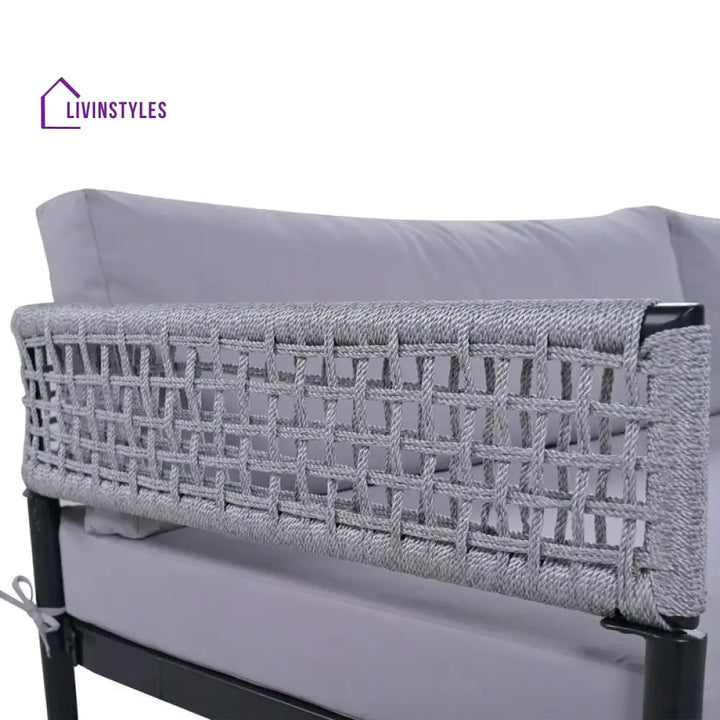 Furni Outdoor Sofa Set 3 Seater 2 Single seater and 1 Center Table Set (Grey) Braided & Rope - Sofa Sets