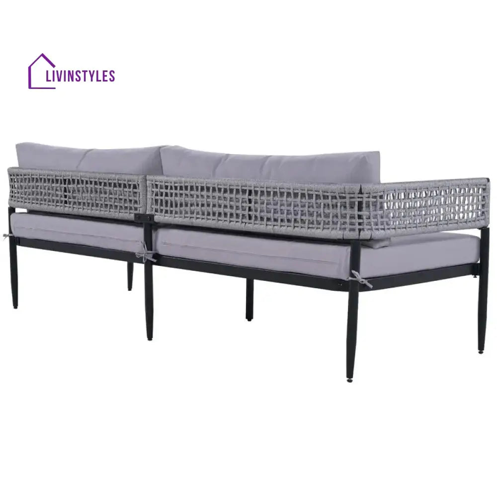 Furni Outdoor Sofa Set 3 Seater 2 Single seater and 1 Center Table Set (Grey) Braided & Rope - Sofa Sets