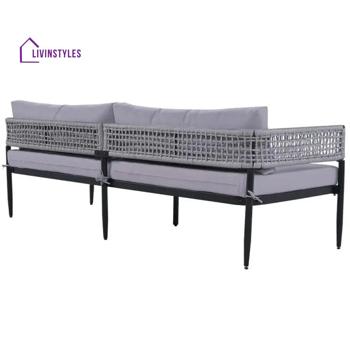 Furni Outdoor Sofa Set 3 Seater 2 Single seater and 1 Center Table Set (Grey) Braided & Rope - Sofa Sets