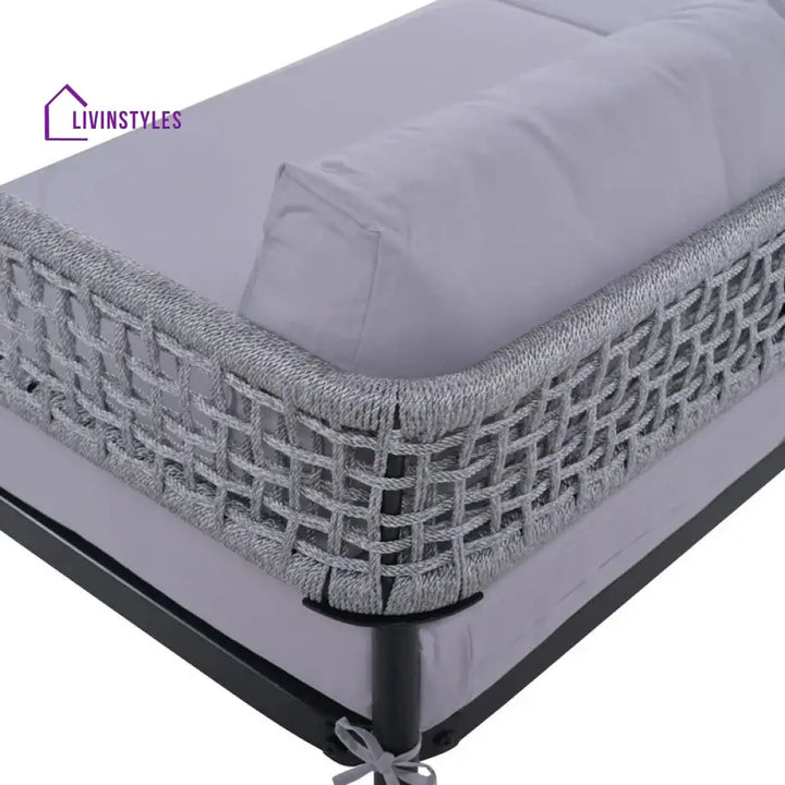 Furni Outdoor Sofa Set 3 Seater 2 Single seater and 1 Center Table Set (Grey) Braided & Rope - Sofa Sets
