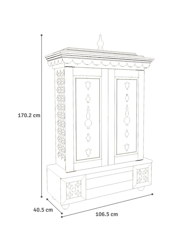 Maria Large Wooden Pooja Mandir for Home | Handcrafted Home Temple