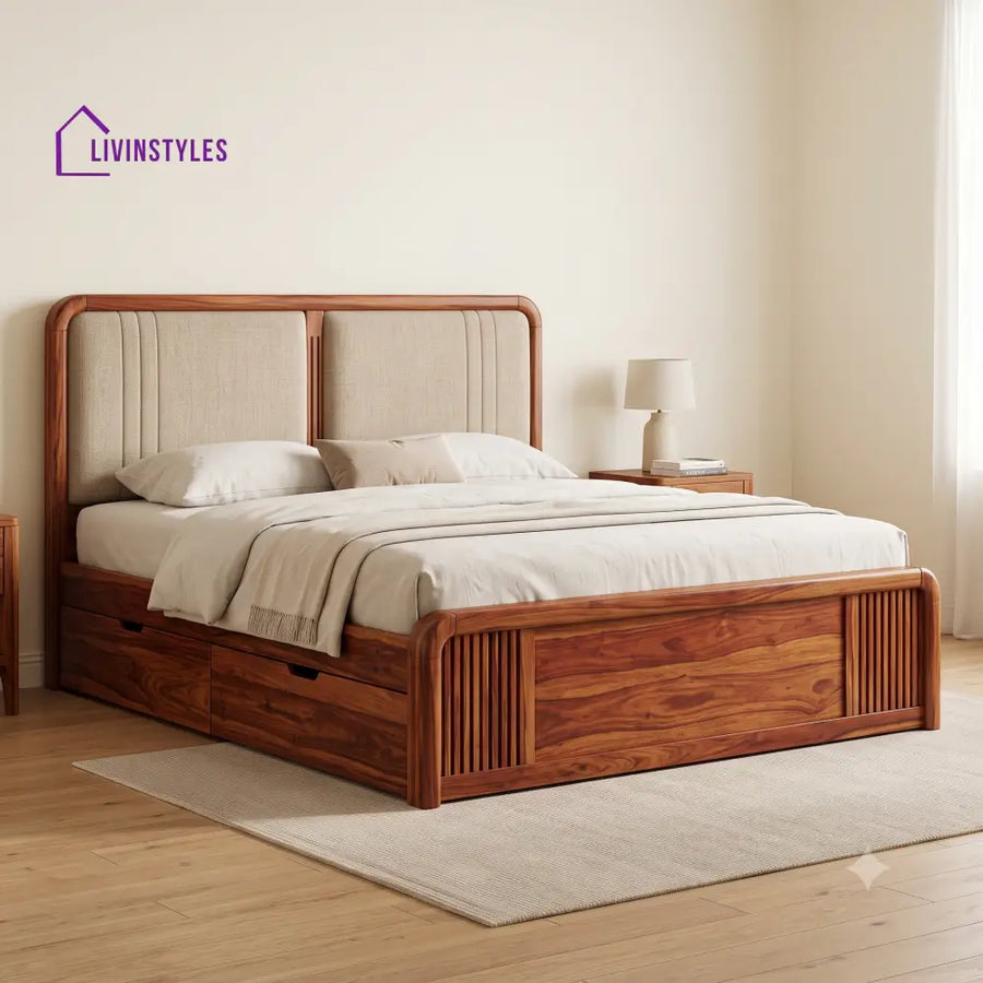 Gabriel Premium Wooden Bed with Drawer Storage | King Size Bed & Queen Size Bed Online