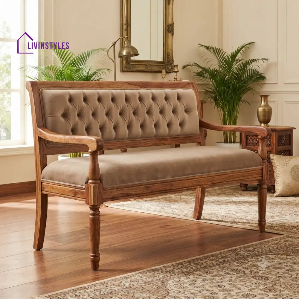 Gabriel Wooden Bench for Living Room | Bedroom | Extra Seating