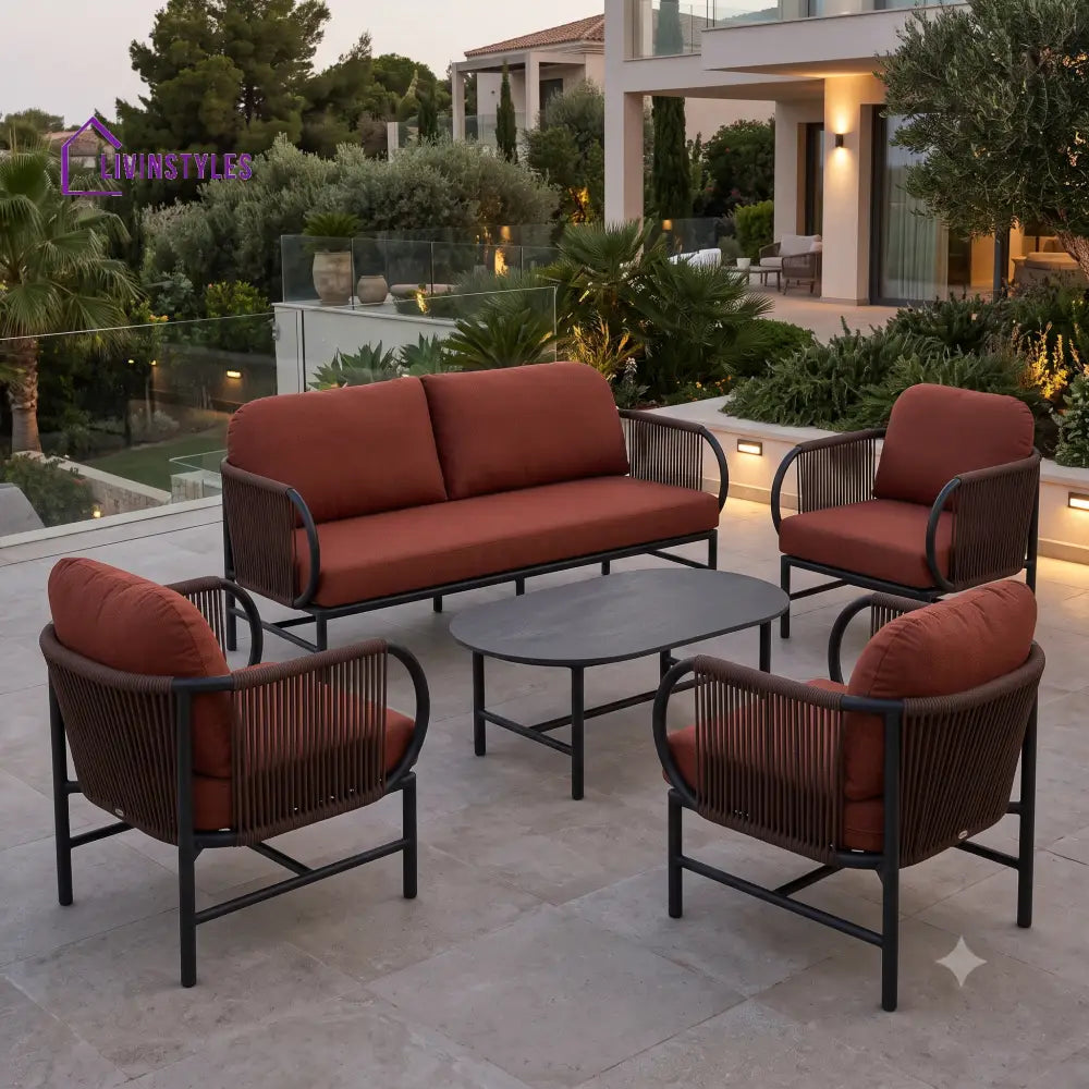 Gabriela Premium MS Frame with Powder Coated Outdoor Sofa Set with Weather Proof Fabric