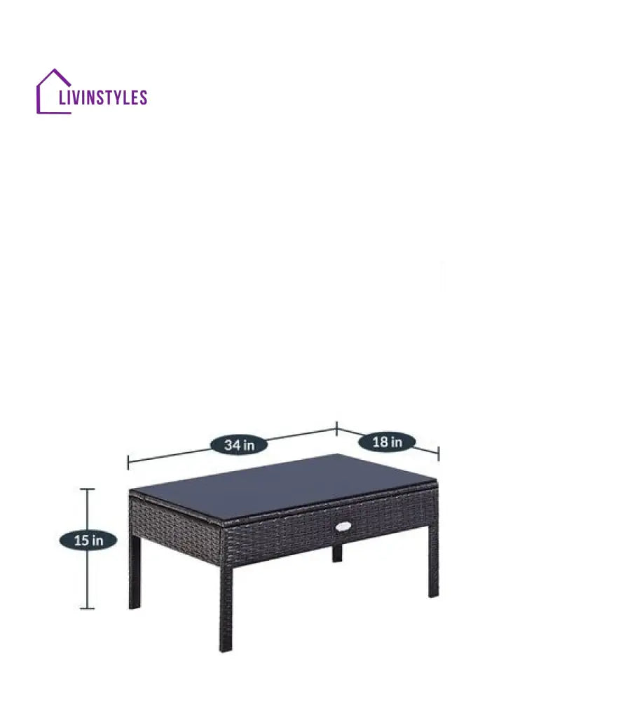 Gaetano Outdoor Sofa Set 2 Seater 2 Single seater and 1 Center Table (Black) - Sofa Sets
