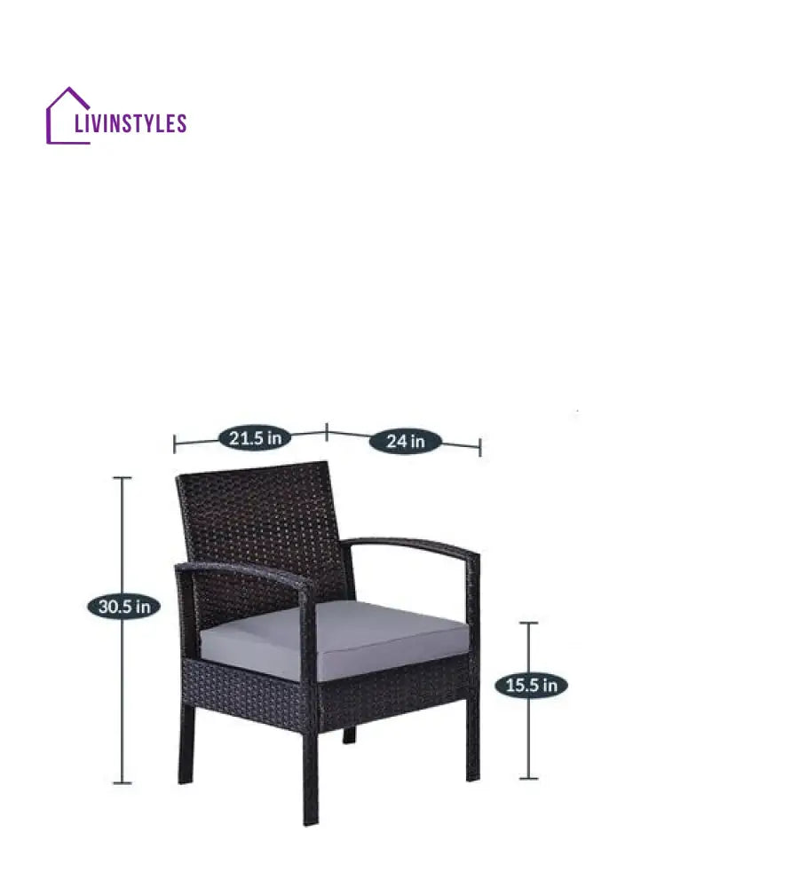 Gaetano Outdoor Sofa Set 2 Seater 2 Single seater and 1 Center Table (Black) - Sofa Sets