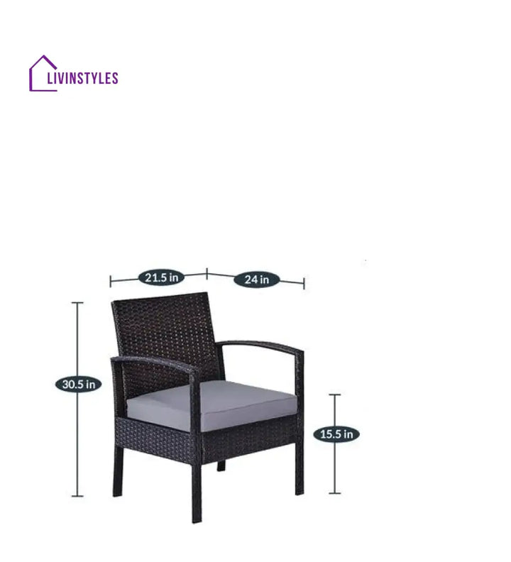 Gaetano Outdoor Sofa Set 2 Seater 2 Single seater and 1 Center Table (Black) - Sofa Sets