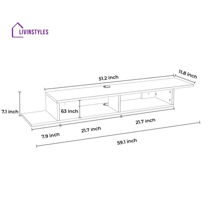 Galilea Wall Mounted White Finish Tv Unit Stand for Living Room
