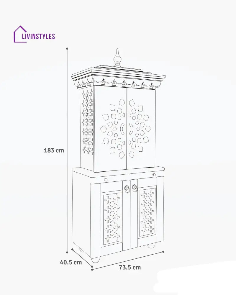 Galina Handcrafted Solid Wood Pooja Mandir for Home with Doors | Home Temple