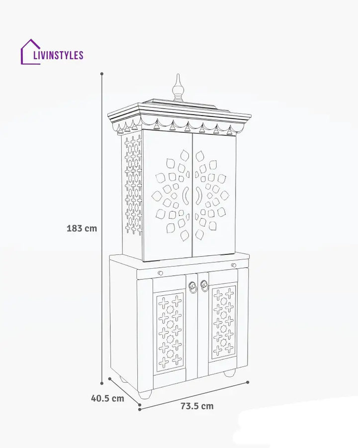 Galina Handcrafted Solid Wood Pooja Mandir for Home with Doors | Home Temple