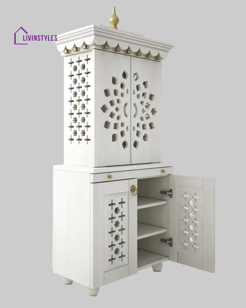 Galina Handcrafted Solid Wood Pooja Mandir for Home with Doors | Home Temple