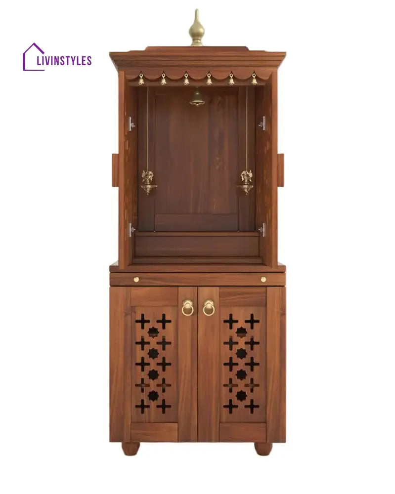 Galina Handcrafted Solid Wood Pooja Mandir for Home with Doors | Home Temple
