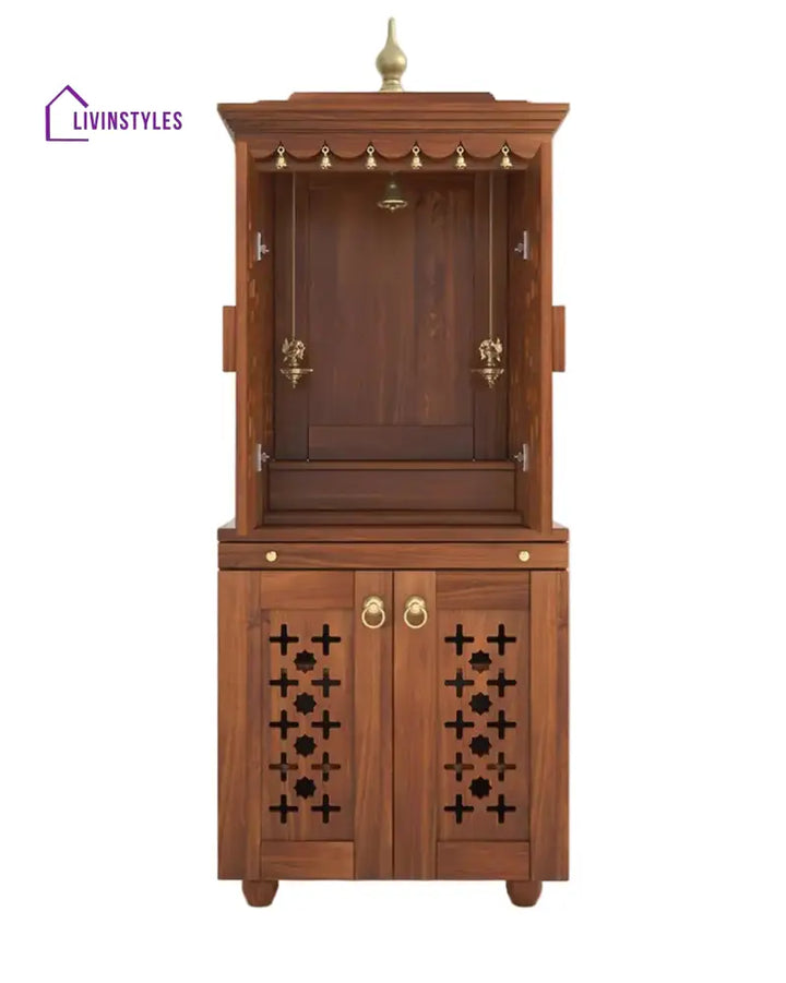 Galina Handcrafted Solid Wood Pooja Mandir for Home with Doors | Home Temple
