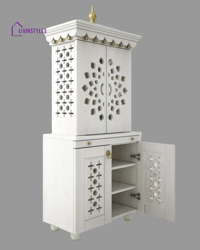 Galina Handcrafted Solid Wood Pooja Mandir for Home with Doors | Home Temple