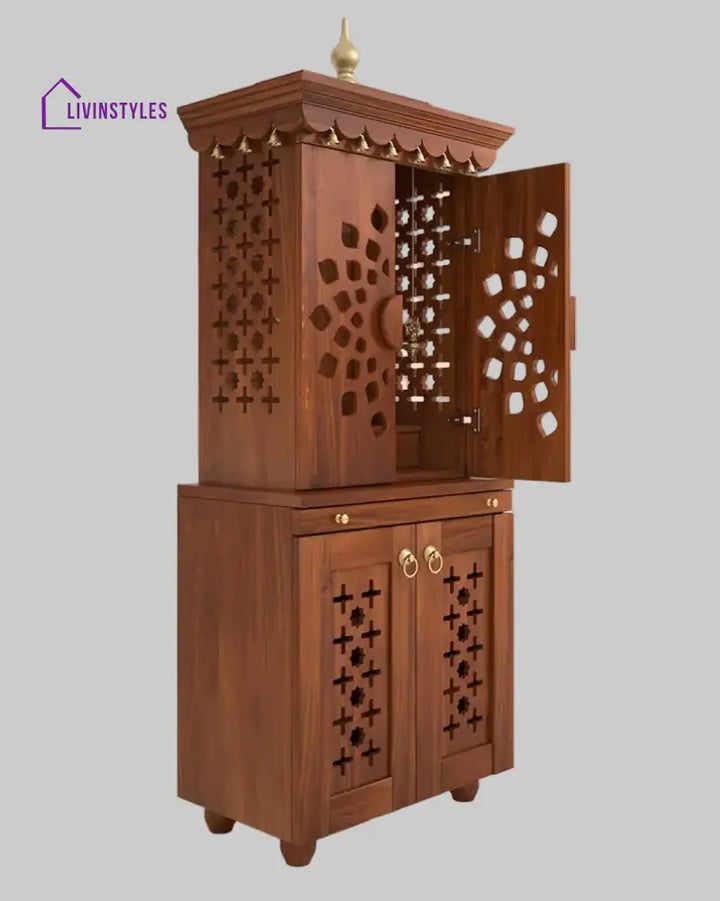 Galina Handcrafted Solid Wood Pooja Mandir for Home with Doors | Home Temple