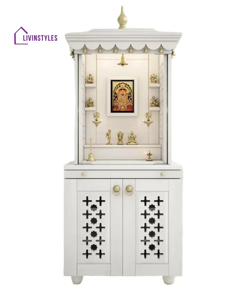 Galina Handcrafted Solid Wood Pooja Mandir for Home with Doors | Home Temple