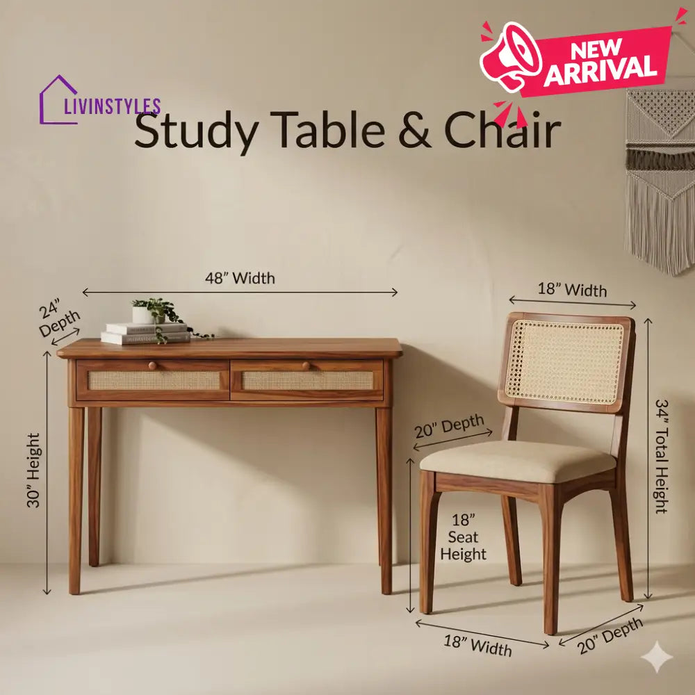 Galina Sheesham Wood Study Table and Chair Set for Students | Kids | Adults